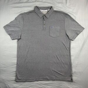 TravisMathew Mens Grey Textured Short Sleeve Golf Polo Shirt Sz XL Chest Pocket